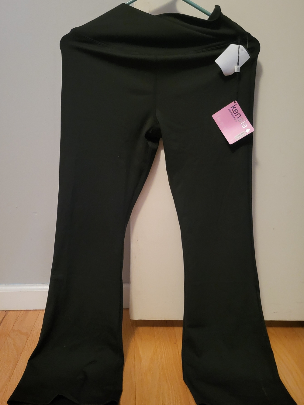 Womens Kensie Black Flare Leggings Gym Pants Bootcut